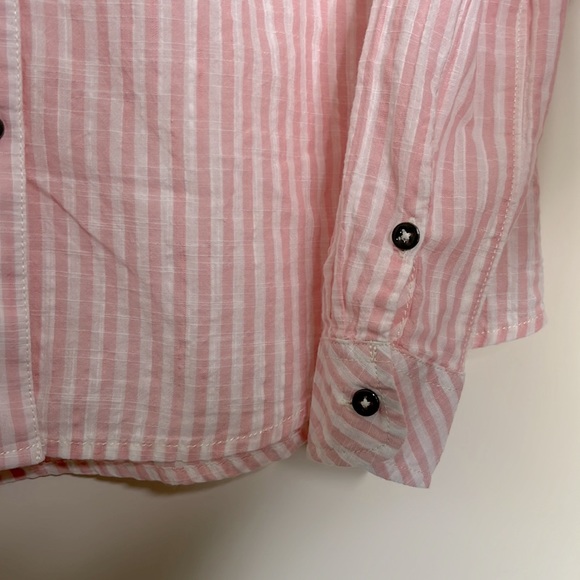 Natural Reflections Long Sleeve Button Down Pink Stripe Shirt 100% Cotton Size S - Picture 4 of 6